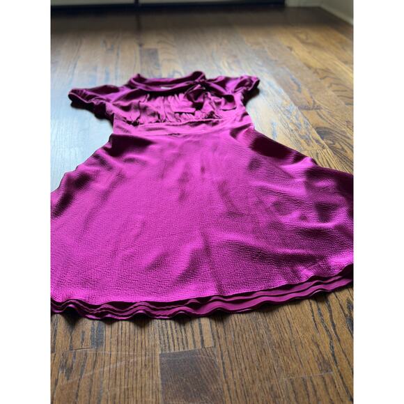 Boutique Retro Silk Raspberry Special Occasion Dress Wedding Guest Derby Party - Picture 11 of 12